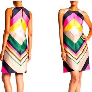 NEW J. CREW Collection Pop Stripe Chevron Dress Neon Sleeveles size 6